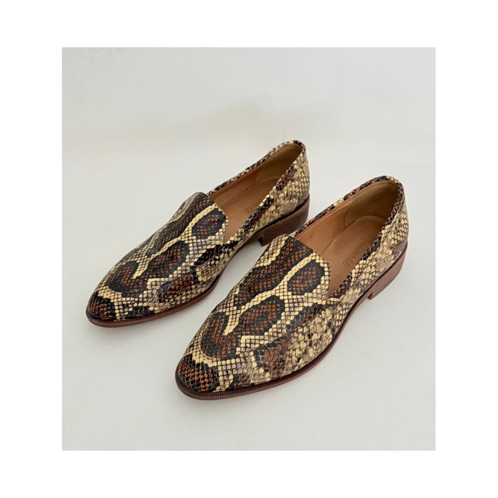 MADEWELL The Frances Loafer Snake Embossed Leather Snakeskin Shoes Size 8.5